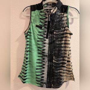 Jamie Sadock Green Black Beige Golf Tennis Top Medium